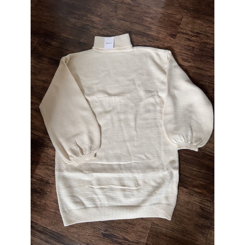 Forever 21 Oversize Sweater Dress Cream Turtle Neck Size Large